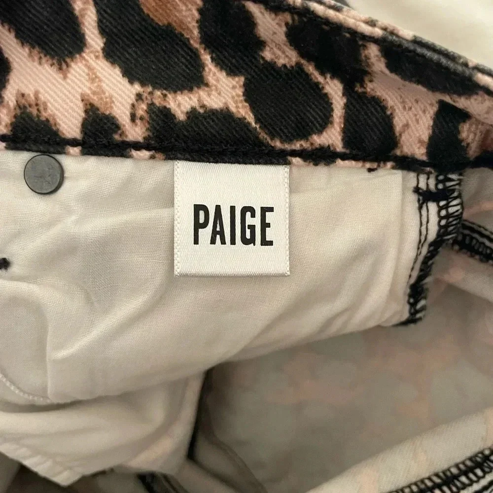 Paige Hoxton ankle leopard raw hem denim